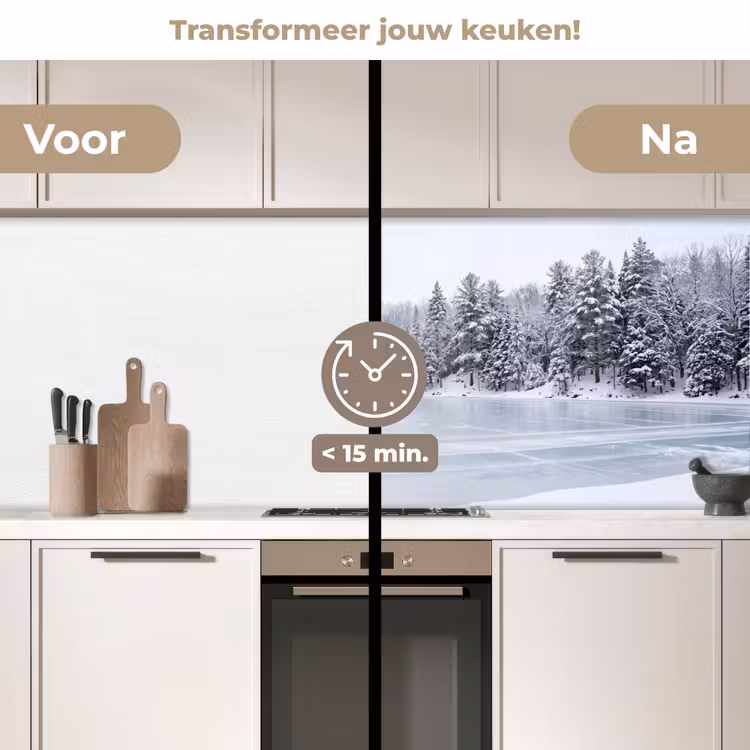 Meer - Dennen - IJs - Winter - Rustgevend keuken achterwand 2 middel -voor-na2_NL