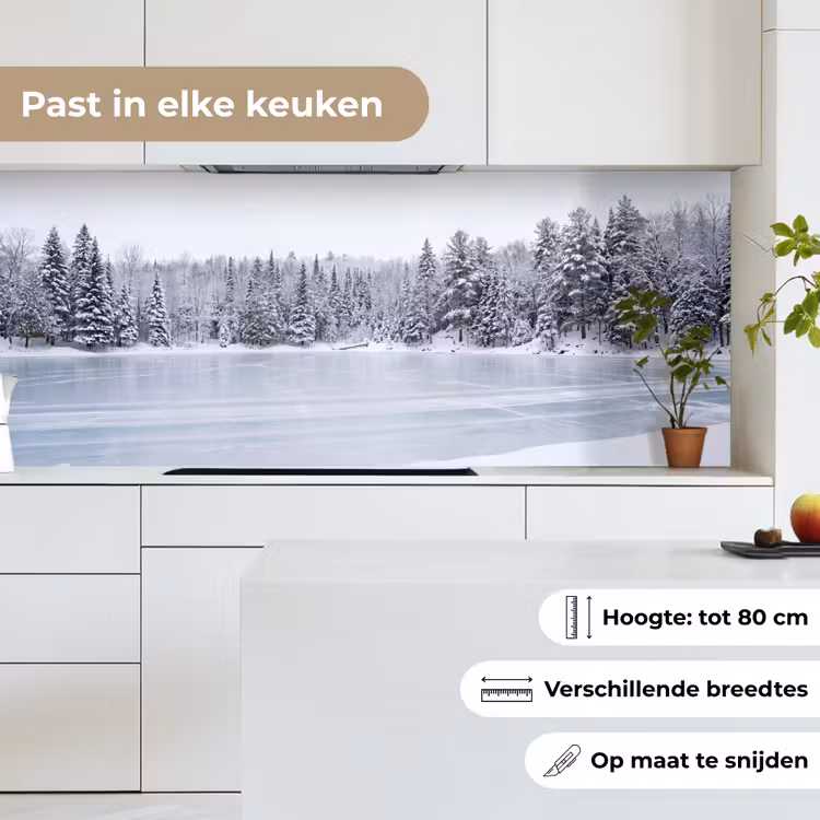 Meer - Dennen - IJs - Winter - Rustgevend keuken achterwand 2 middel -sfeer4_NL