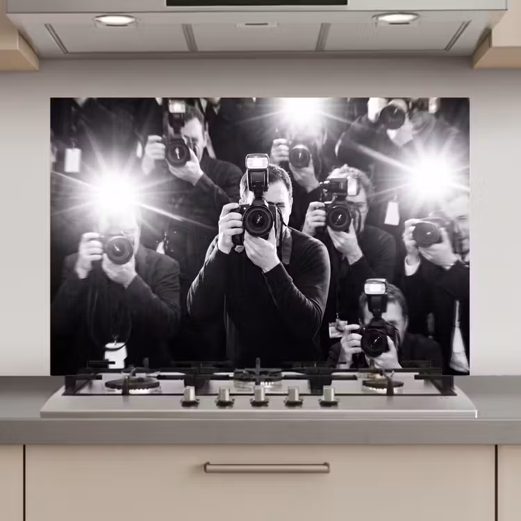 Mensen - Camera - Flitslicht - Zwart-wit - Media keuken achterwand spatscherm klein -3d_website