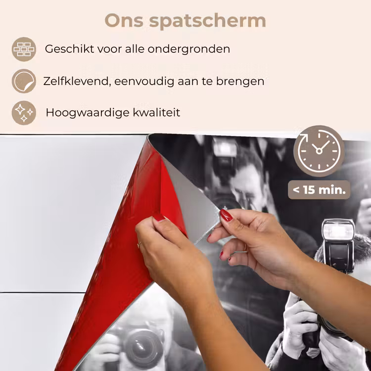 Mensen - Camera - Flitslicht - Zwart-wit - Media keuken achterwand spatscherm klein -spatscherm_NL