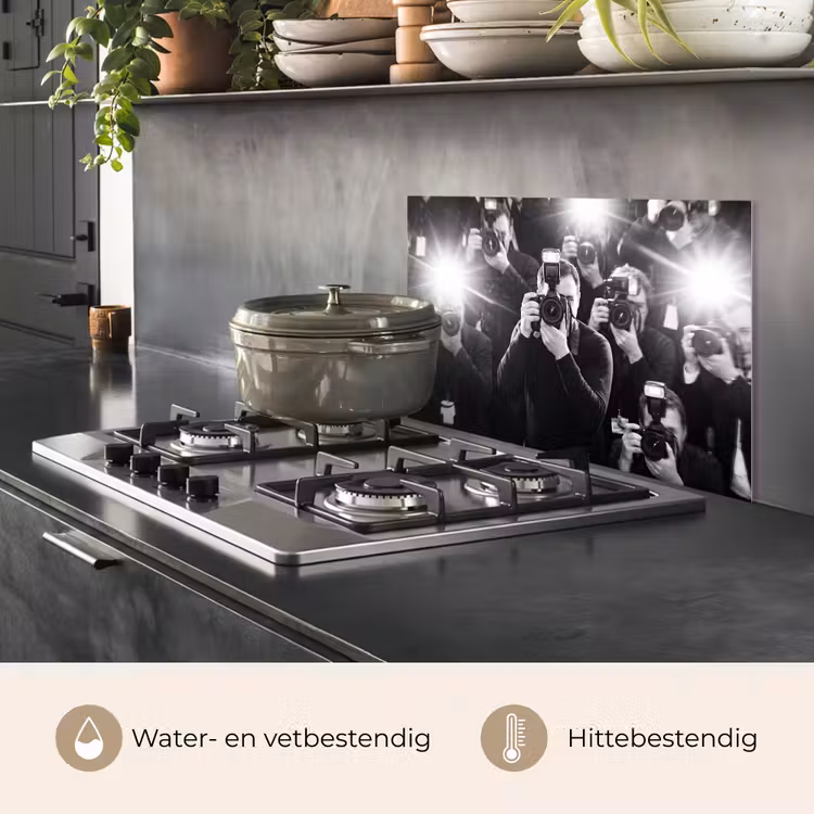 Mensen - Camera - Flitslicht - Zwart-wit - Media keuken achterwand spatscherm klein -usp_NL