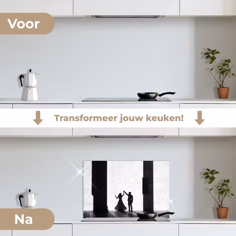 Mensen - Schaduw - Dans - Zwart-wit - Liefde keuken achterwand spatscherm klein -voor_na_NL