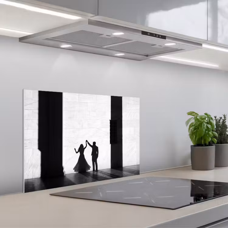 Mensen - Schaduw - Dans - Zwart-wit - Liefde keuken achterwand spatscherm klein -3d_schuin