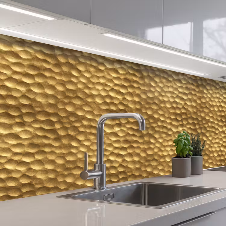 Metaal - Dynamisch - Goud keuken achterwand 2 middel 871 -3d_schuin