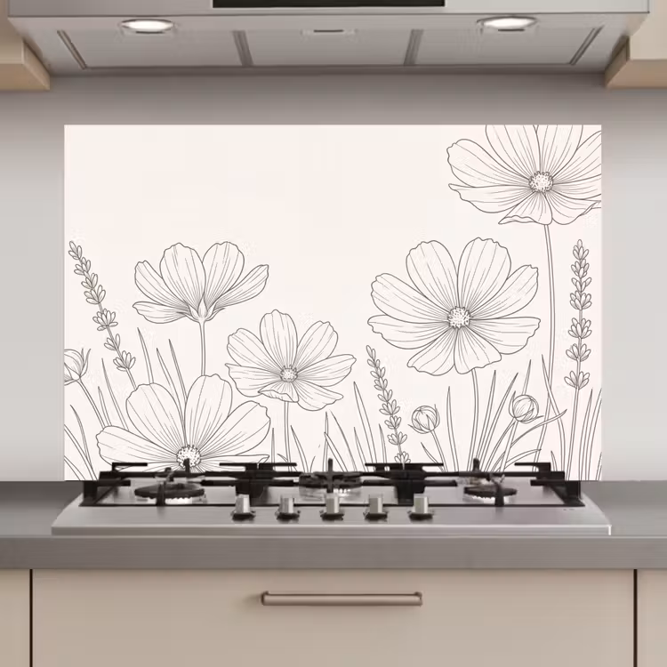 Minimalistisch - Modern - Bloemen - Beige keuken achterwand 2 middel zz_3dshopping