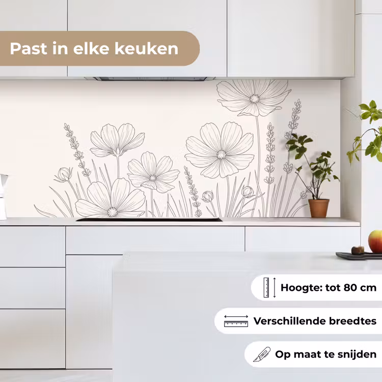 Minimalistisch - Modern - Bloemen - Beige keuken achterwand 2 middel -sfeer4_NL