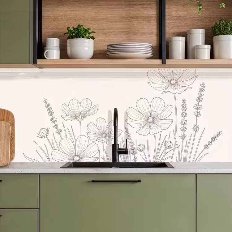 Minimalistisch - Modern - Bloemen - Beige keuken achterwand 2 middel -sfeer3