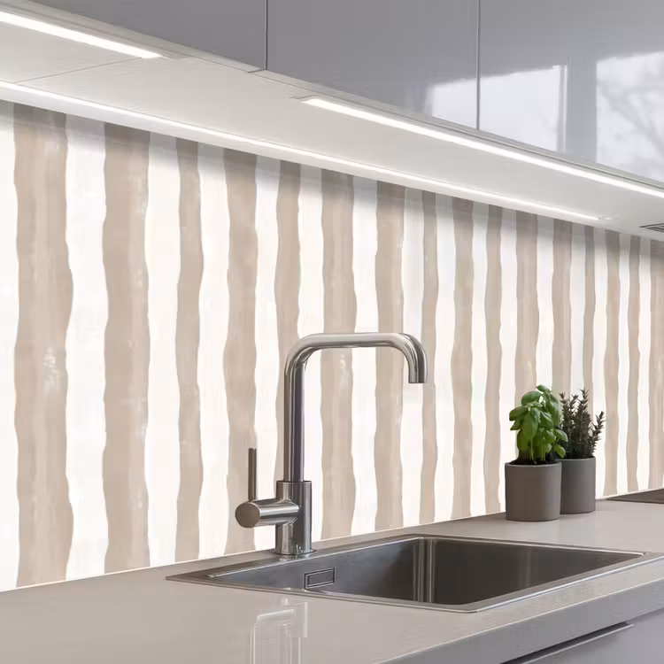 Minimalistisch - Strepen - Beige keuken achterwand 2 middel 871 -3d_schuin