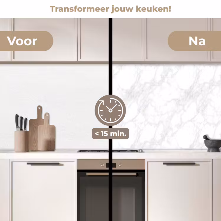 Minimalistisch - Wit - Grijze aders keuken achterwand 2 middel 871 -voor-na2_NL