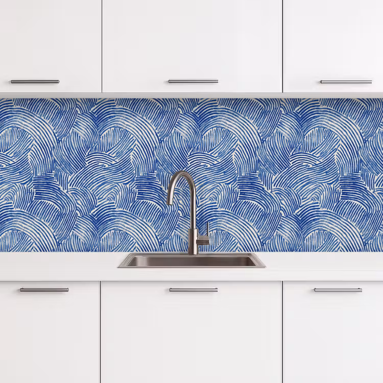 Modern - Abstract - Blauw keuken achterwand 2 middel 871 -3d