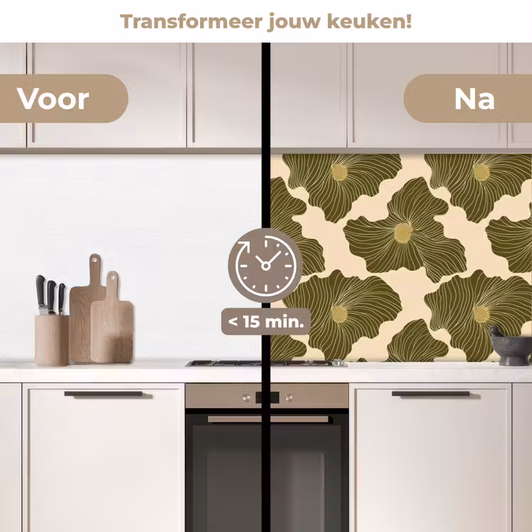 Modern - Abstract - Groen keuken achterwand 2 middel 871 -voor-na2_NL