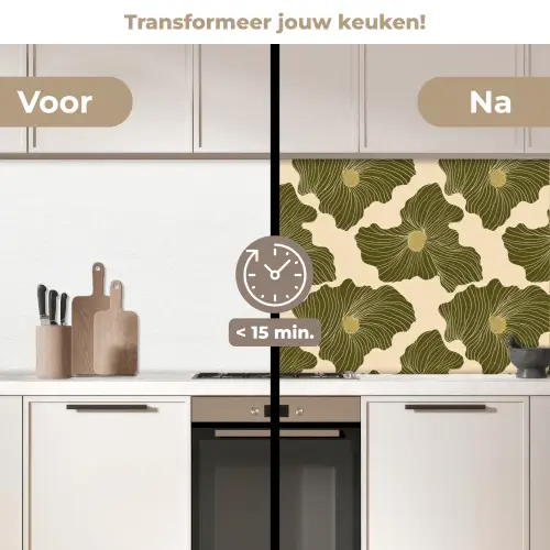 Modern - Abstract - Groen keuken achterwand 2 middel 871 -voor-na2_NL