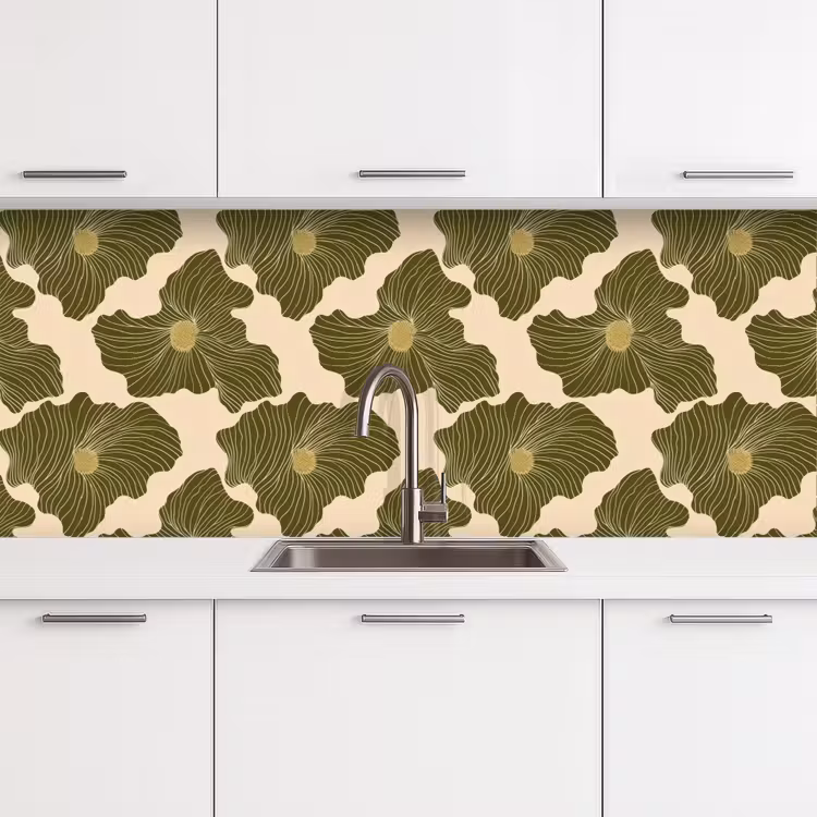 Modern - Abstract - Groen keuken achterwand 2 middel 871 -3d