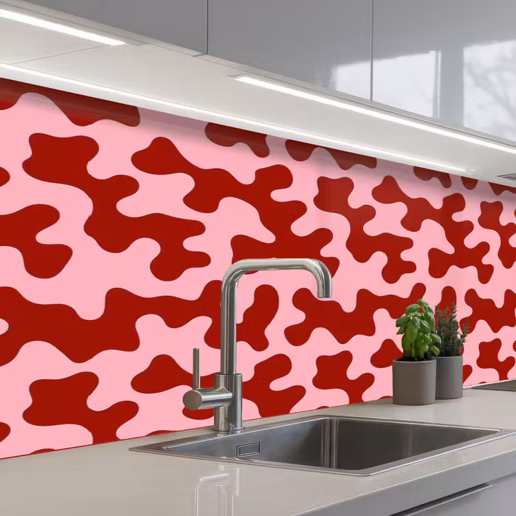 Modern - Abstract - Rood keuken achterwand 2 middel 871 -3d_schuin