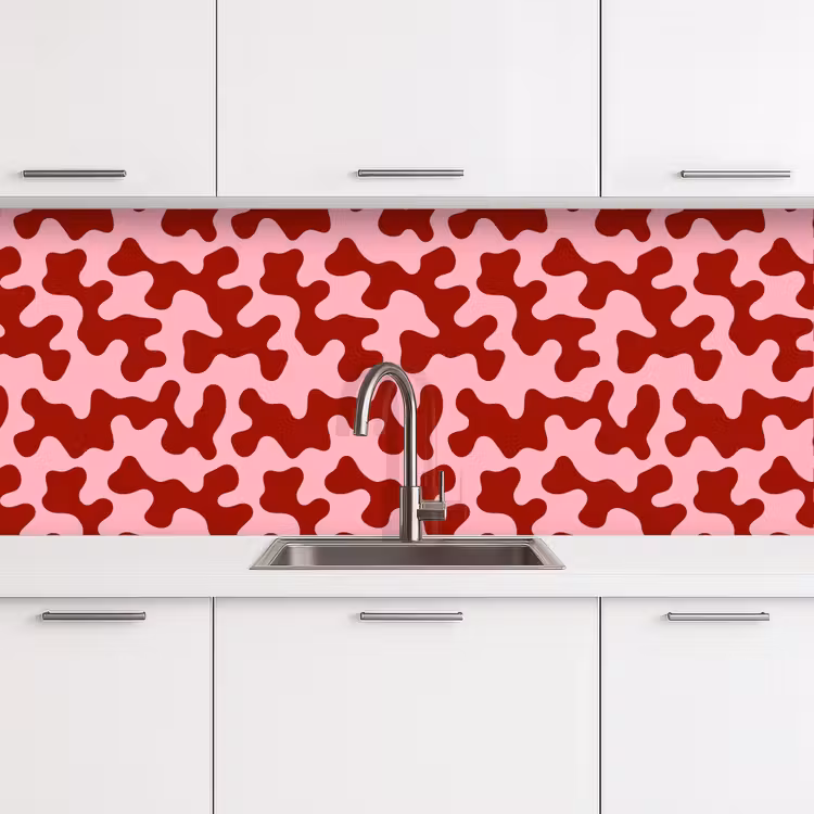 Modern - Abstract - Rood keuken achterwand 2 middel 871 -3d