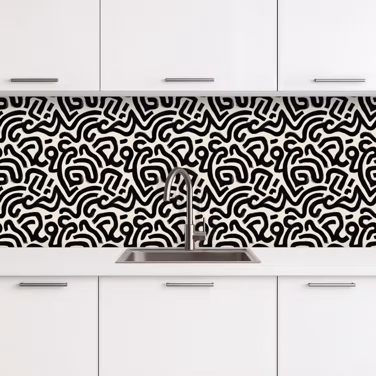 Modern - Abstract - Zwart keuken achterwand 2 middel 871 -3d
