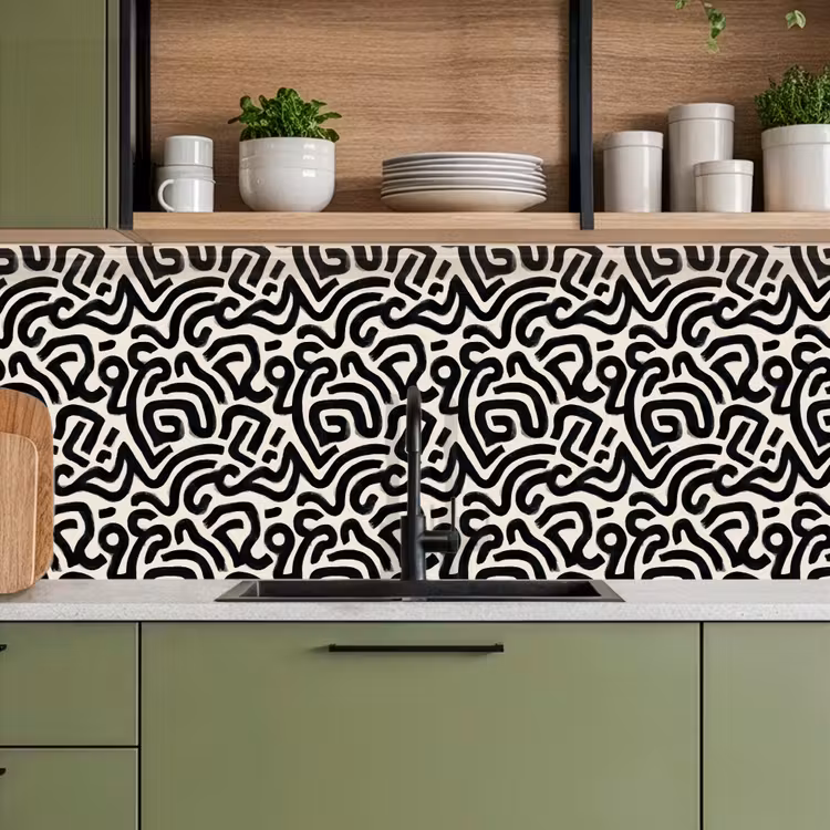 Modern - Abstract - Zwart keuken achterwand 2 middel 871 -sfeer3