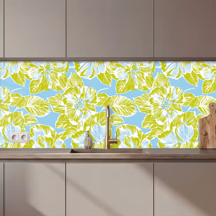 Modern - Bloemen - Groen keuken achterwand 2 middel 871 zz_3dshopping