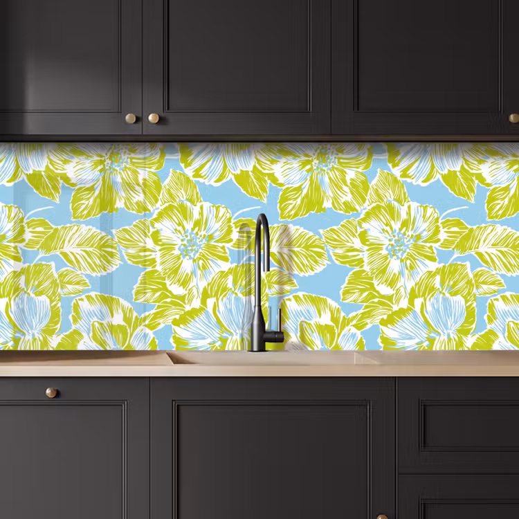 Modern - Bloemen - Groen keuken achterwand 2 middel 871 -sfeer1
