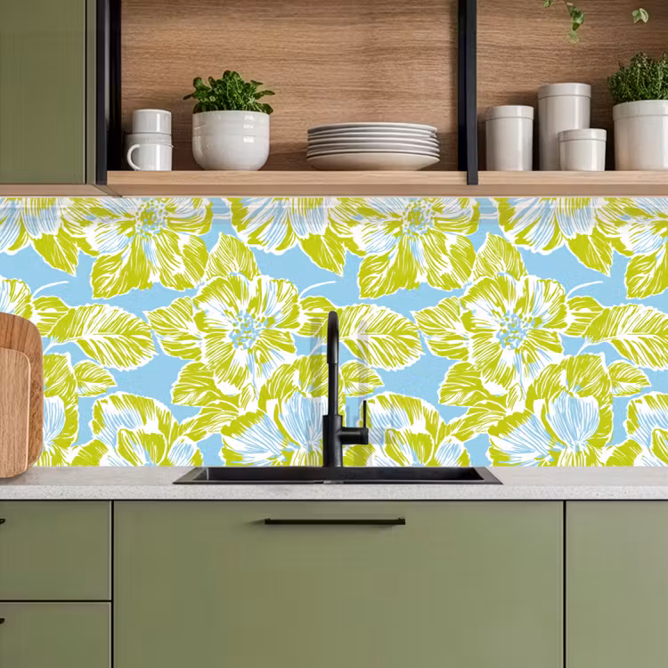 Modern - Bloemen - Groen keuken achterwand 2 middel 871 -sfeer3