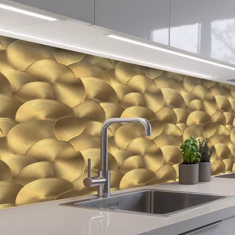Modern - Cirkel - Goud keuken achterwand 2 middel 871 -3d_schuin