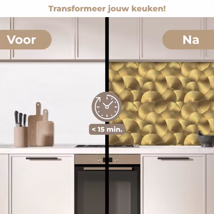 Modern - Cirkel - Goud keuken achterwand 2 middel 871 -voor-na2_NL