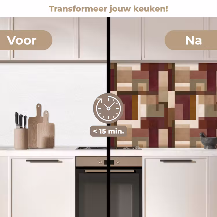 Modern - Geometrie - Kleurrijk keuken achterwand 2 middel 871 -voor-na2_NL
