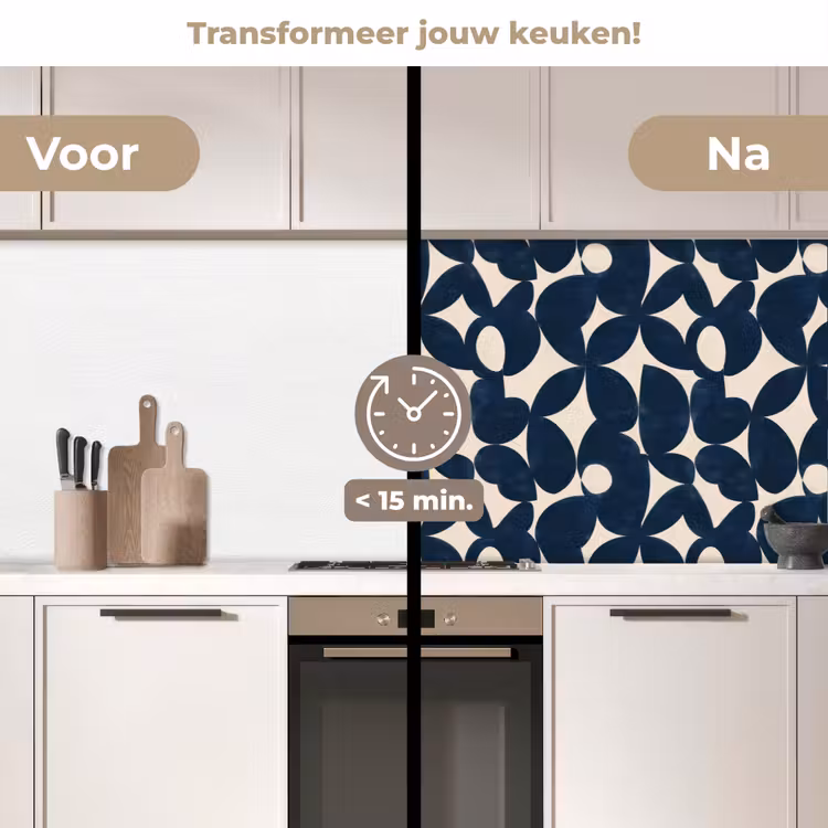 Modern - Geometrisch - Blauw keuken achterwand 2 middel 871 -voor-na2_NL