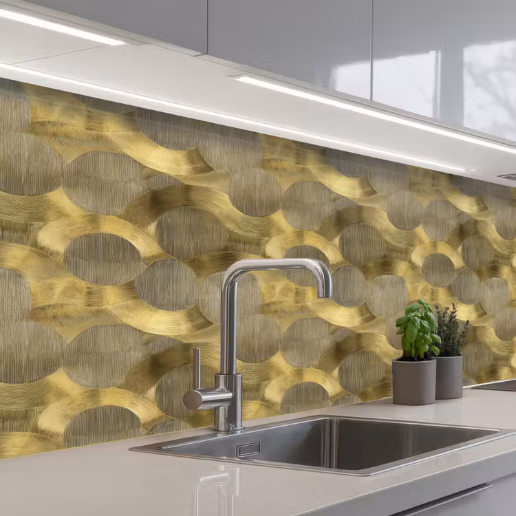 Modern - Geometrisch - Goud keuken achterwand 2 middel 871 -3d_schuin