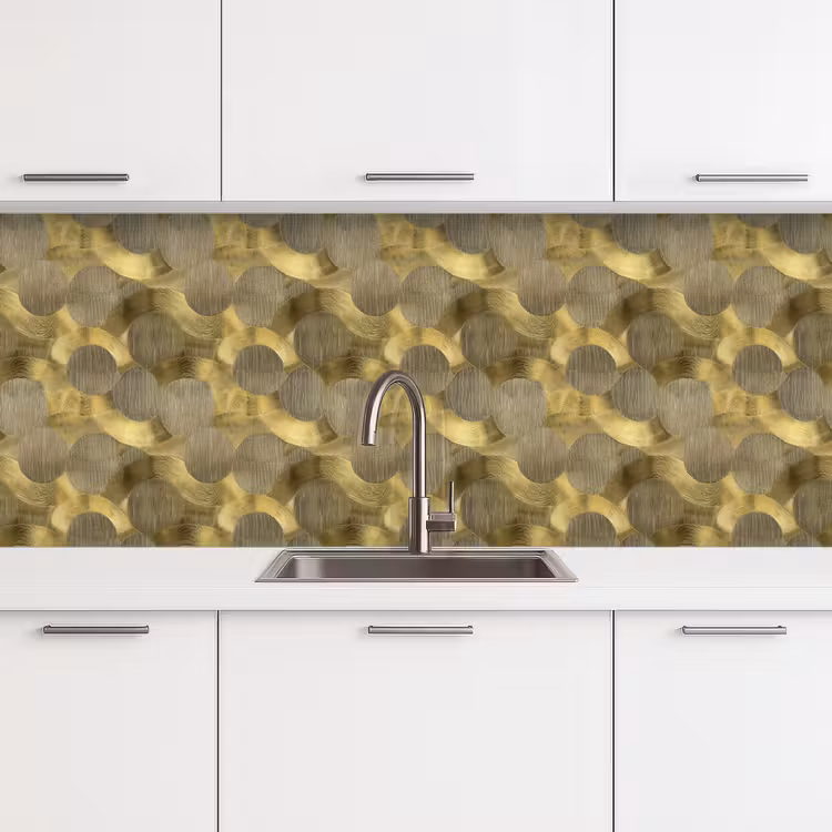 Modern - Geometrisch - Goud keuken achterwand 2 middel 871 -3d