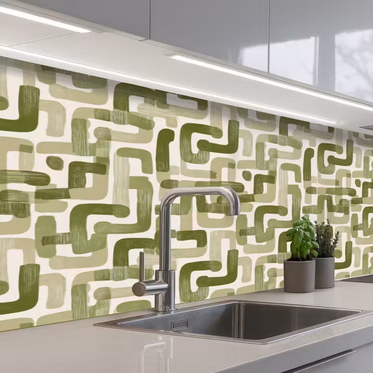Modern - Grafisch - Groen keuken achterwand 2 middel 871 -3d_schuin