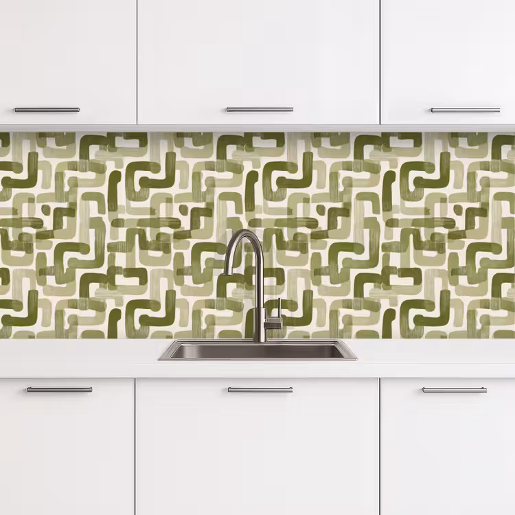 Modern - Grafisch - Groen keuken achterwand 2 middel 871 -3d