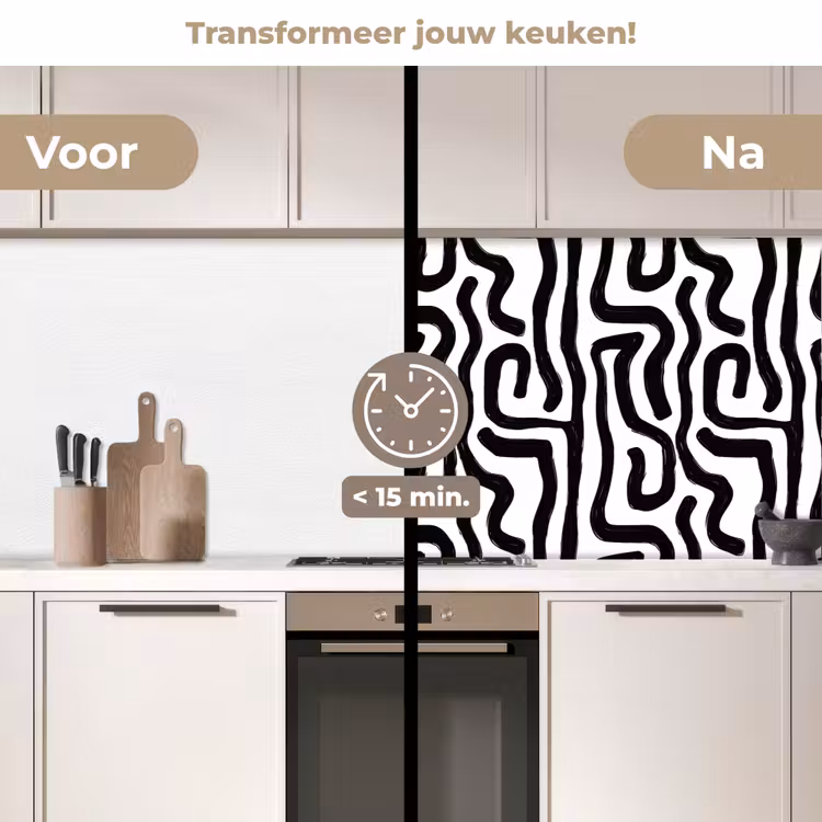 Modern - Lijnen - Zwart keuken achterwand 2 middel 871 -voor-na2_NL