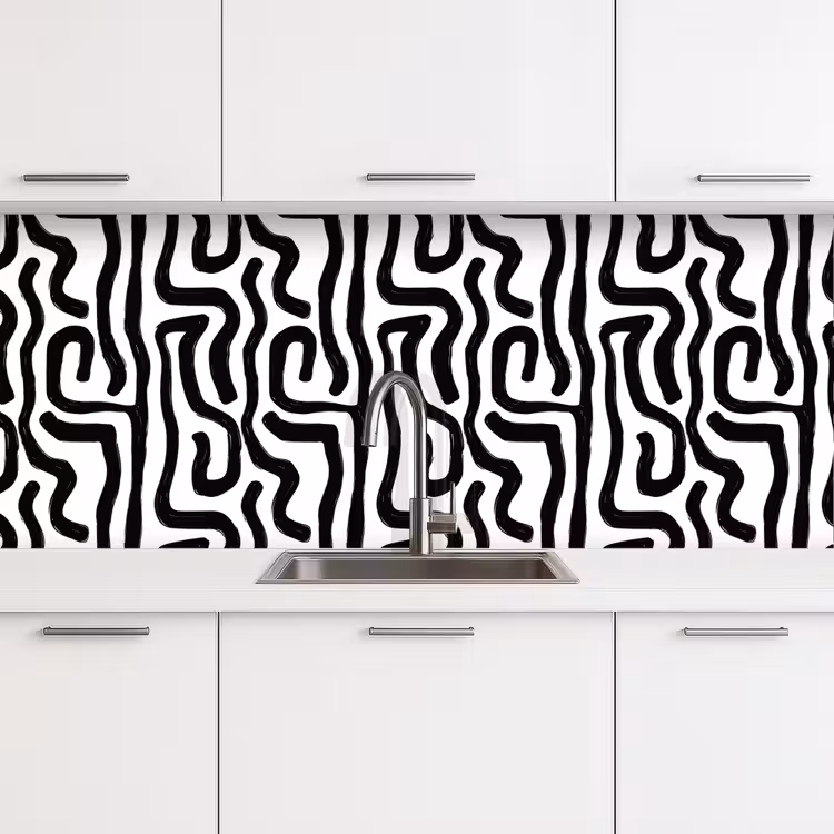 Modern - Lijnen - Zwart keuken achterwand 2 middel 871 -3d