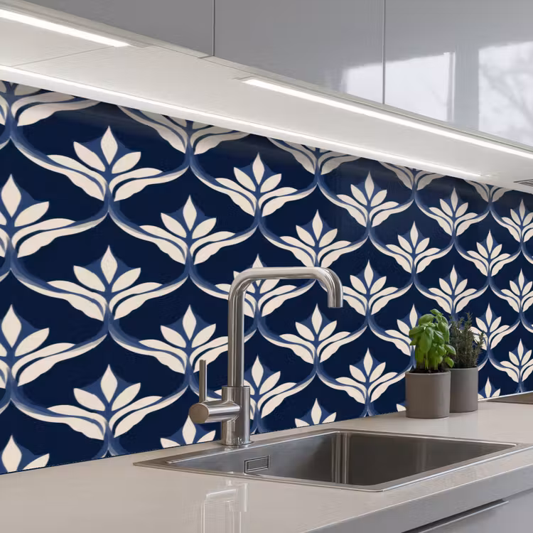Modern - Ontwerp - Blauw keuken achterwand 2 middel 871 -3d_schuin