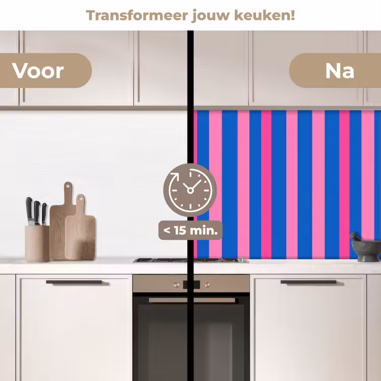 Modern - Optisch - Roze keuken achterwand 2 middel 871 -voor-na2_NL