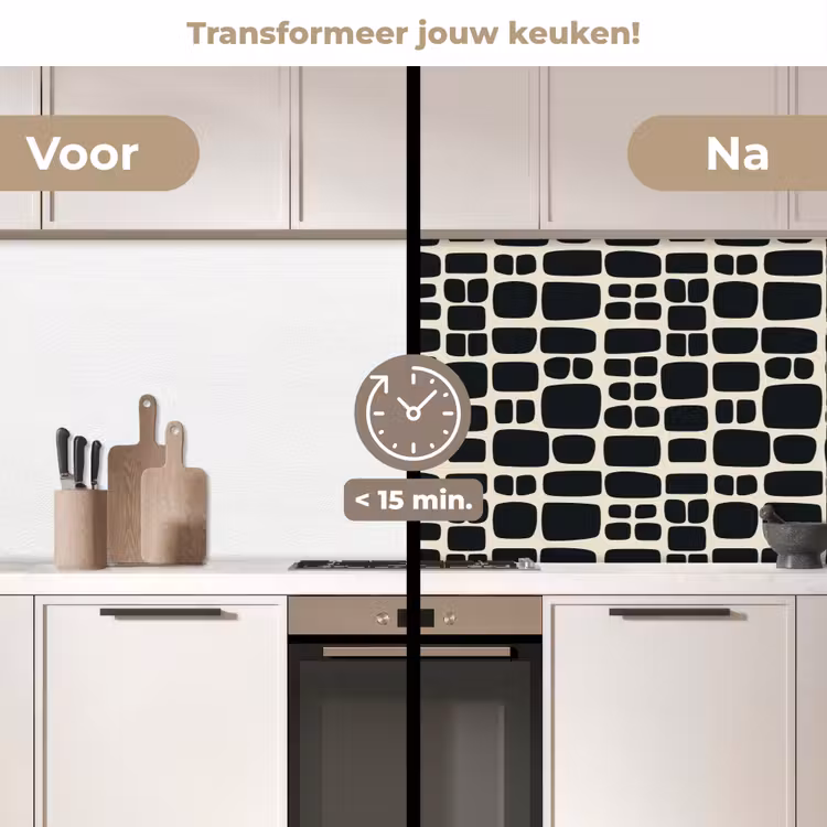 Modern - Organisch - Zwart keuken achterwand 2 middel 871 -voor-na2_NL