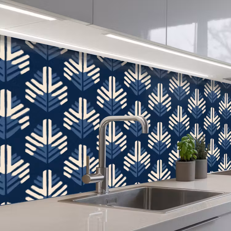 Modern - Patroon - Blauw keuken achterwand 2 middel 871 -3d_schuin