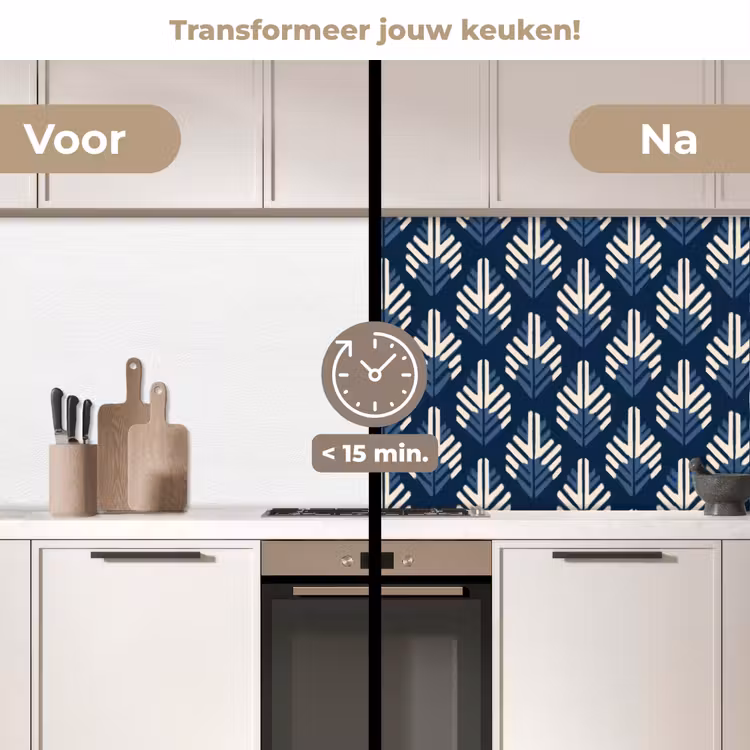 Modern - Patroon - Blauw keuken achterwand 2 middel 871 -voor-na2_NL