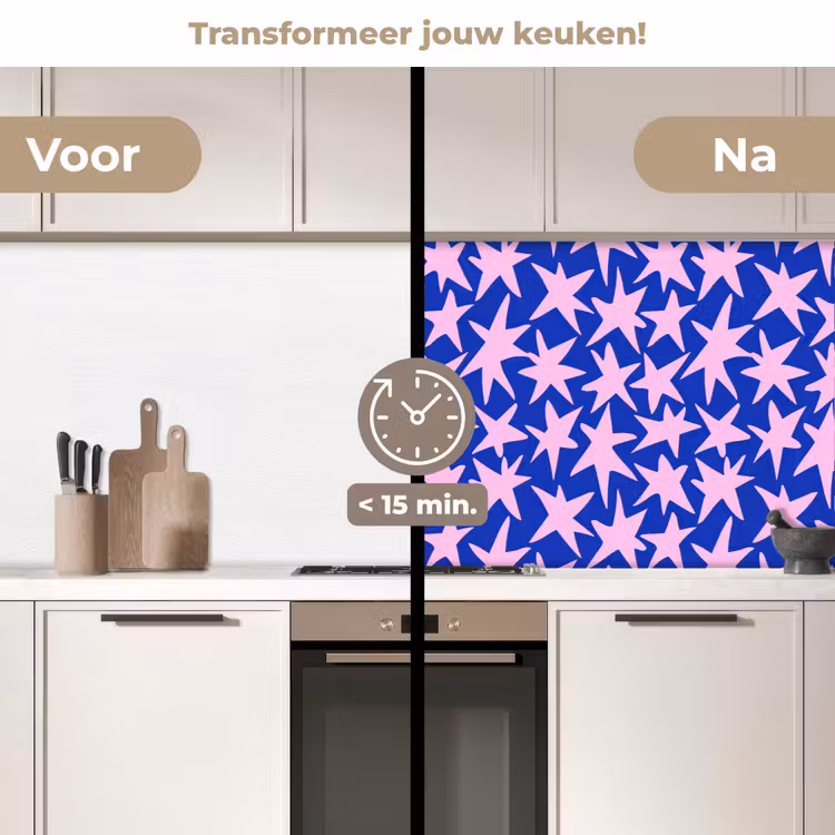 Modern - Sterren - Blauw keuken achterwand 2 middel 871 -voor-na2_NL