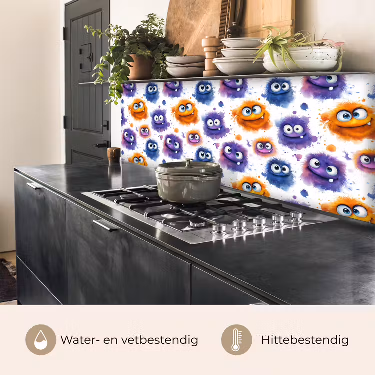Monstertjes - Aquarel - Kleurrijk keuken achterwand 2 middel 871 -usp_NL
