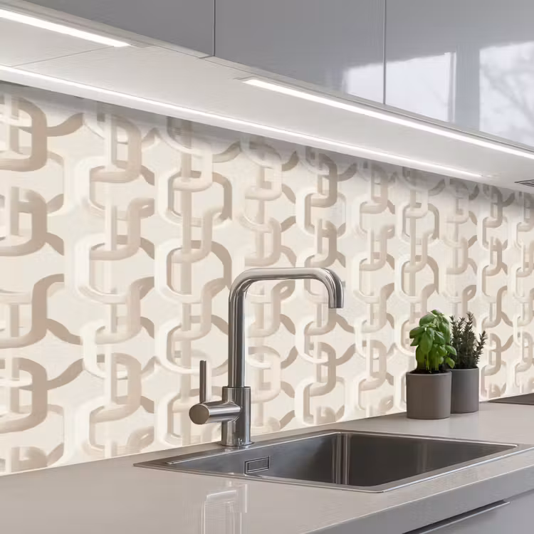 Motief - Abstract - Beige keuken achterwand 2 middel 871 -3d_schuin