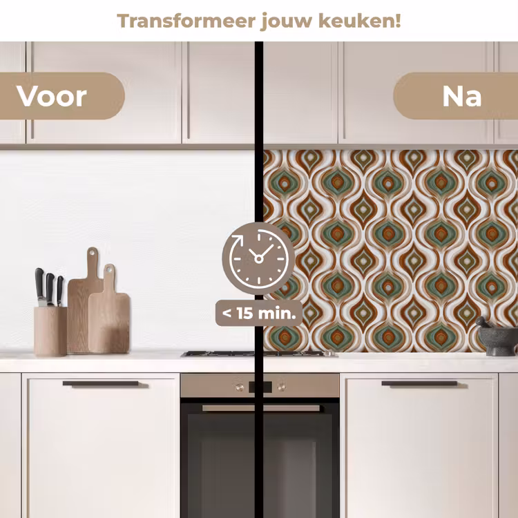Motief - Patroon - Kleurrijk keuken achterwand 2 middel 871 -voor-na2_NL