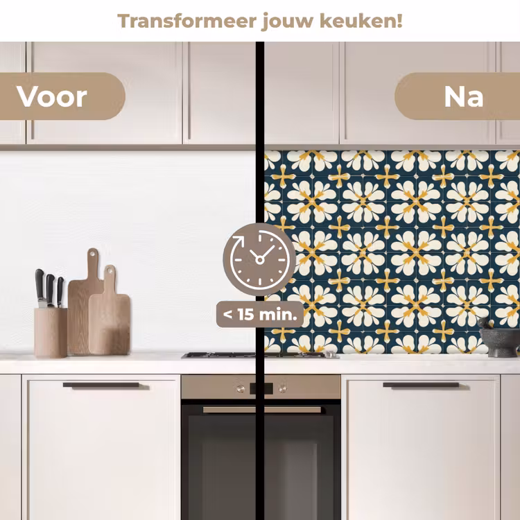 Motief - Tegel - Okergeel keuken achterwand 2 middel 871 -voor-na2_NL