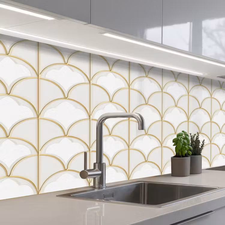 Mozaïek - Bogen - Goud keuken achterwand 2 middel 871 -3d_schuin
