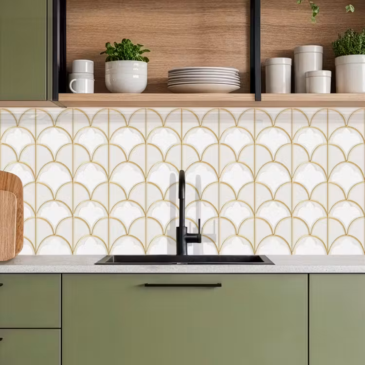 Mozaïek - Bogen - Goud keuken achterwand 2 middel 871 -sfeer3