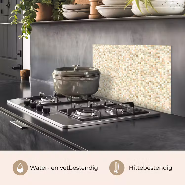 Mozaïek - Patroon - Beige keuken achterwand spatscherm klein 900 -usp_NL