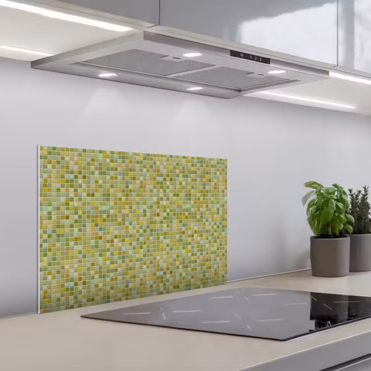 Mozaïek - Patroon - Groen keuken achterwand spatscherm klein 900 -3d_schuin