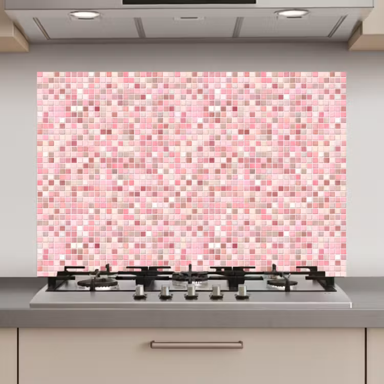 Mozaïek - Patroon - Roze keuken achterwand spatscherm klein 900 -3d_website