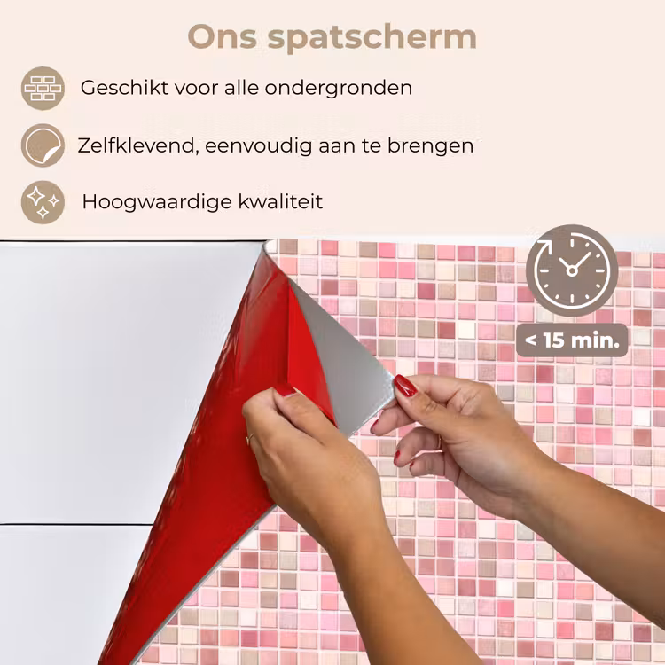 Mozaïek - Patroon - Roze keuken achterwand spatscherm klein 900 -spatscherm_NL